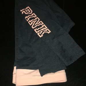 Drawstring Pink grey & light orange leggings